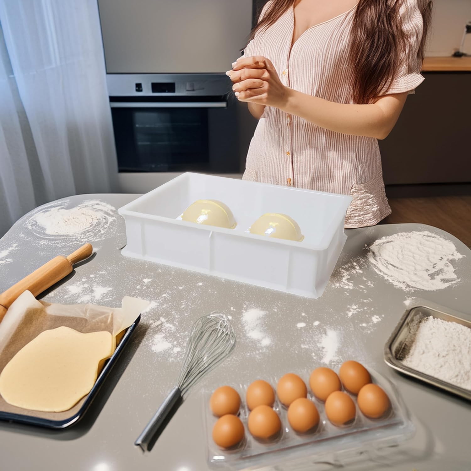 GENUS DEI | Hefebox für Pizza und Brot | Lebensmittelbehälter für Teig | Teigbox | Plastikbox mit Deckel 30 x 40 x 10 cm